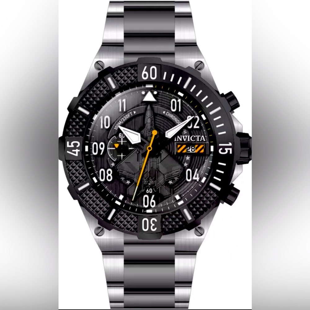 Invicta Men's Aviator Black Dial Chronograph Quartz 50mm Bracelet Watch 39903